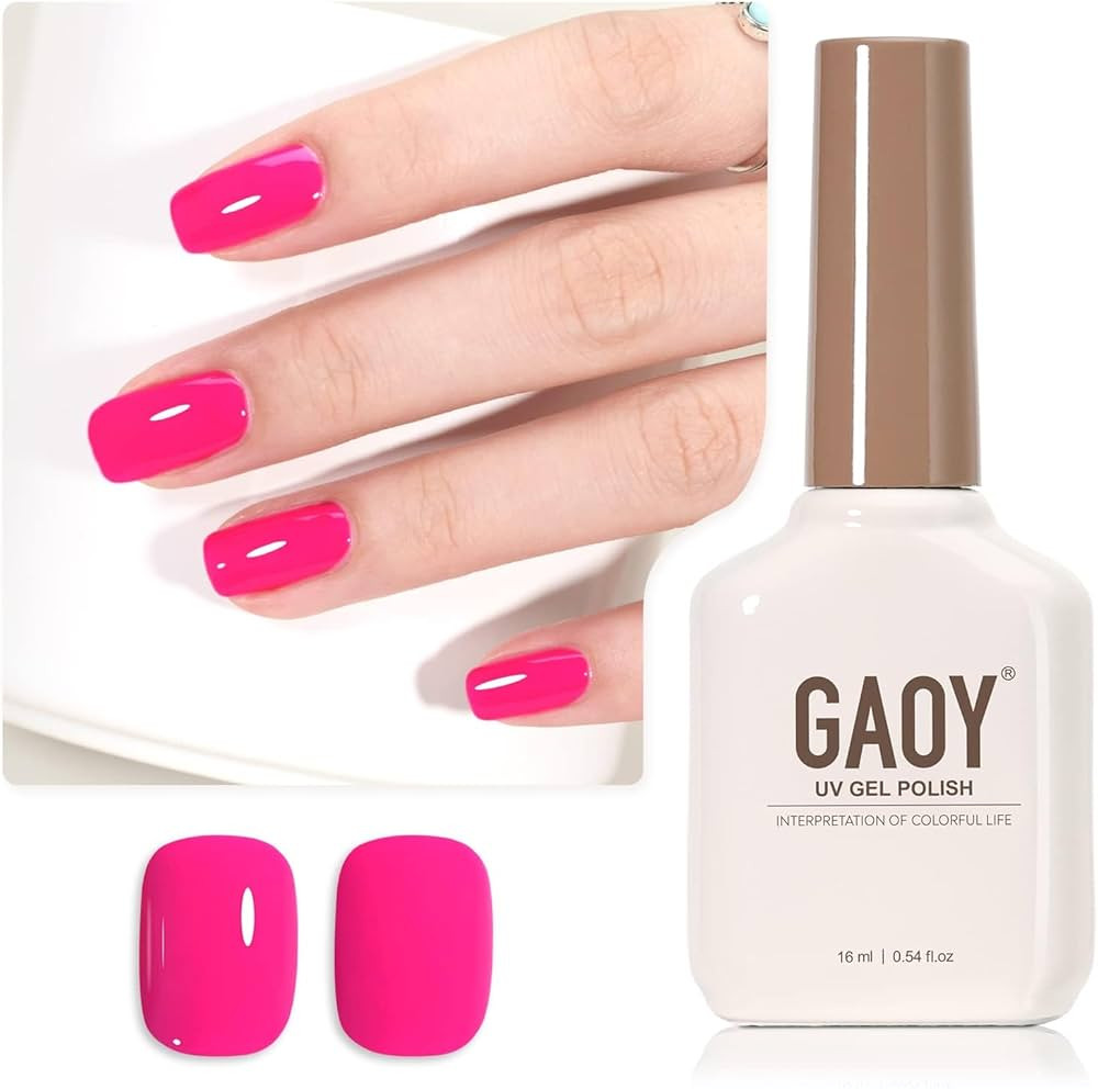 GAOY Hot Pink Gel Nail Polish, 16ml Soak Off UV Light Cure Gel Polish for Nail Art DIY Manicure a... | Amazon (US)