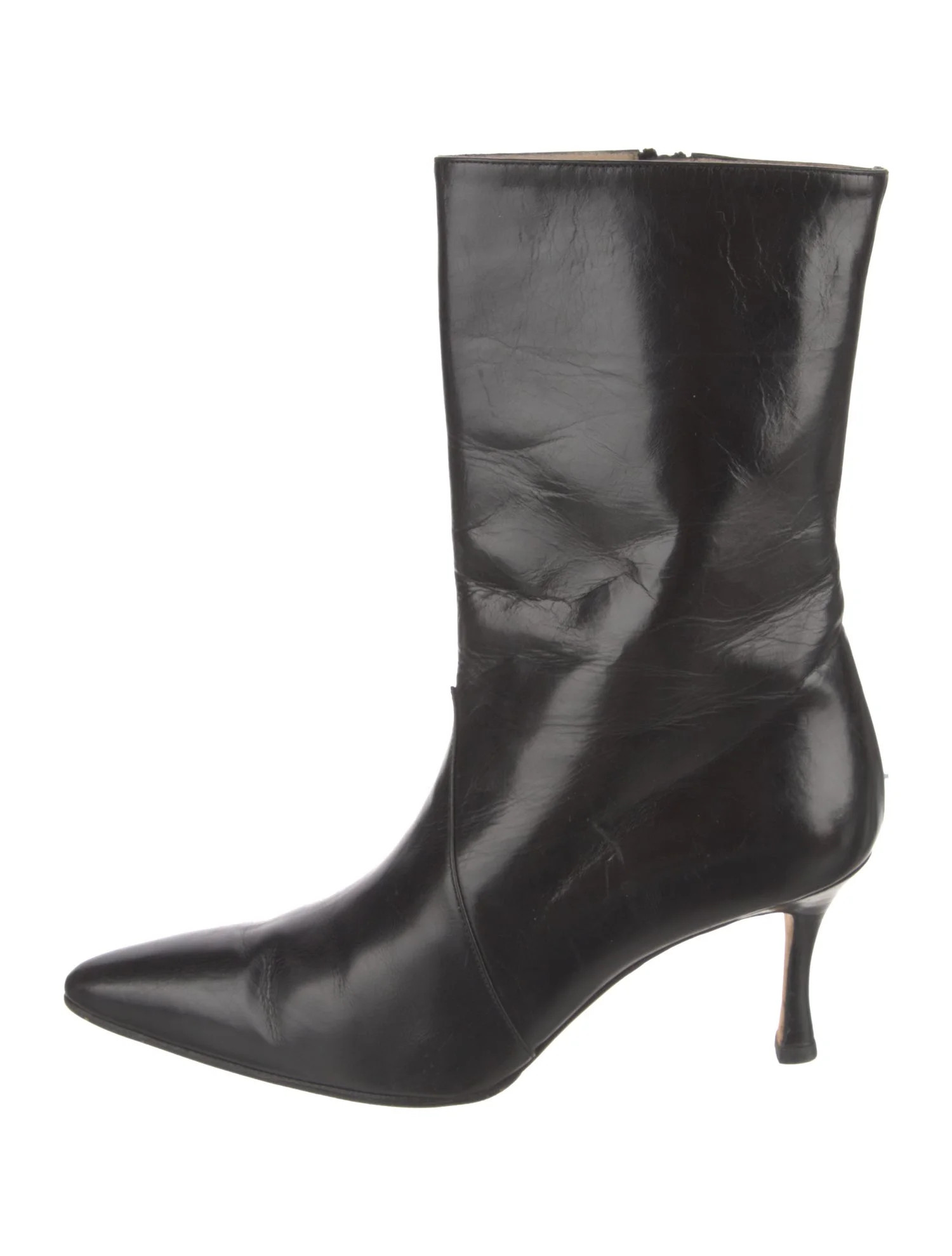 Manolo Blahnik Leather Boots - Black Boots, Shoes - MOO347107 | The RealReal | The RealReal