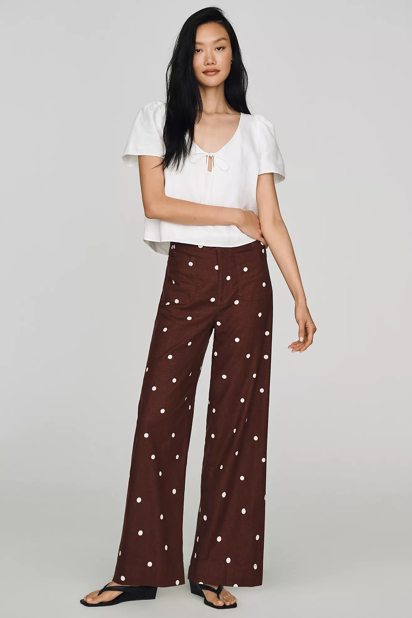 Colette Linen Stretch Full-Length Wide-Leg Pants by Maeve | Anthropologie (US)