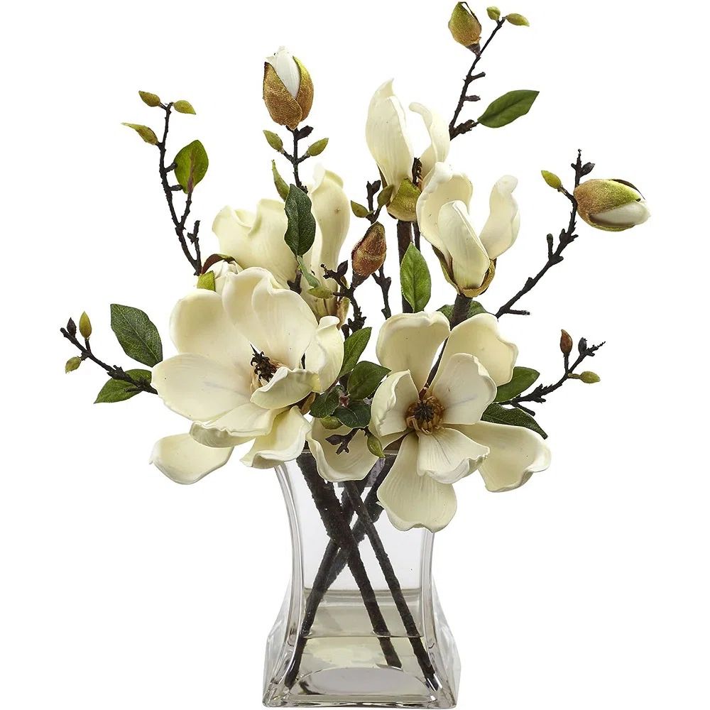Gracie Oaks Magnolia Arrangement in Vase & Reviews | Wayfair | Wayfair North America