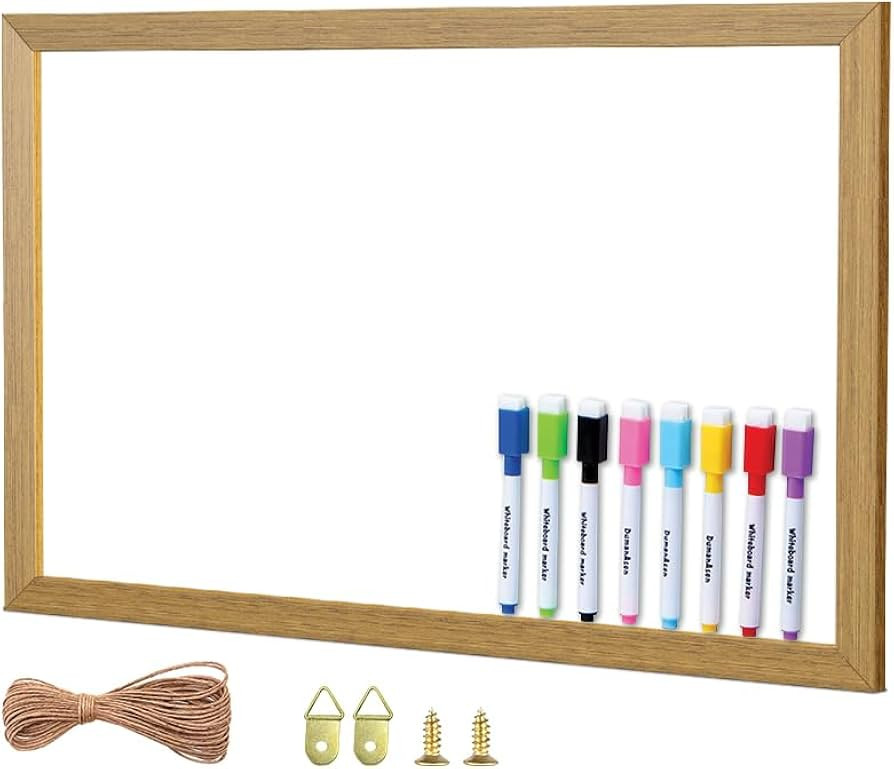 DumanAsen Small Dry Erase Whiteboard, Wooden Frame White Board with 8 Marker and 1 Eraser (40cm x... | Amazon (UK)