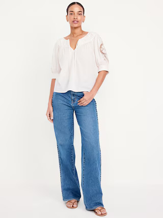 Extra High-Waisted Braided Wide-Leg Jeans | Old Navy | Old Navy (US)