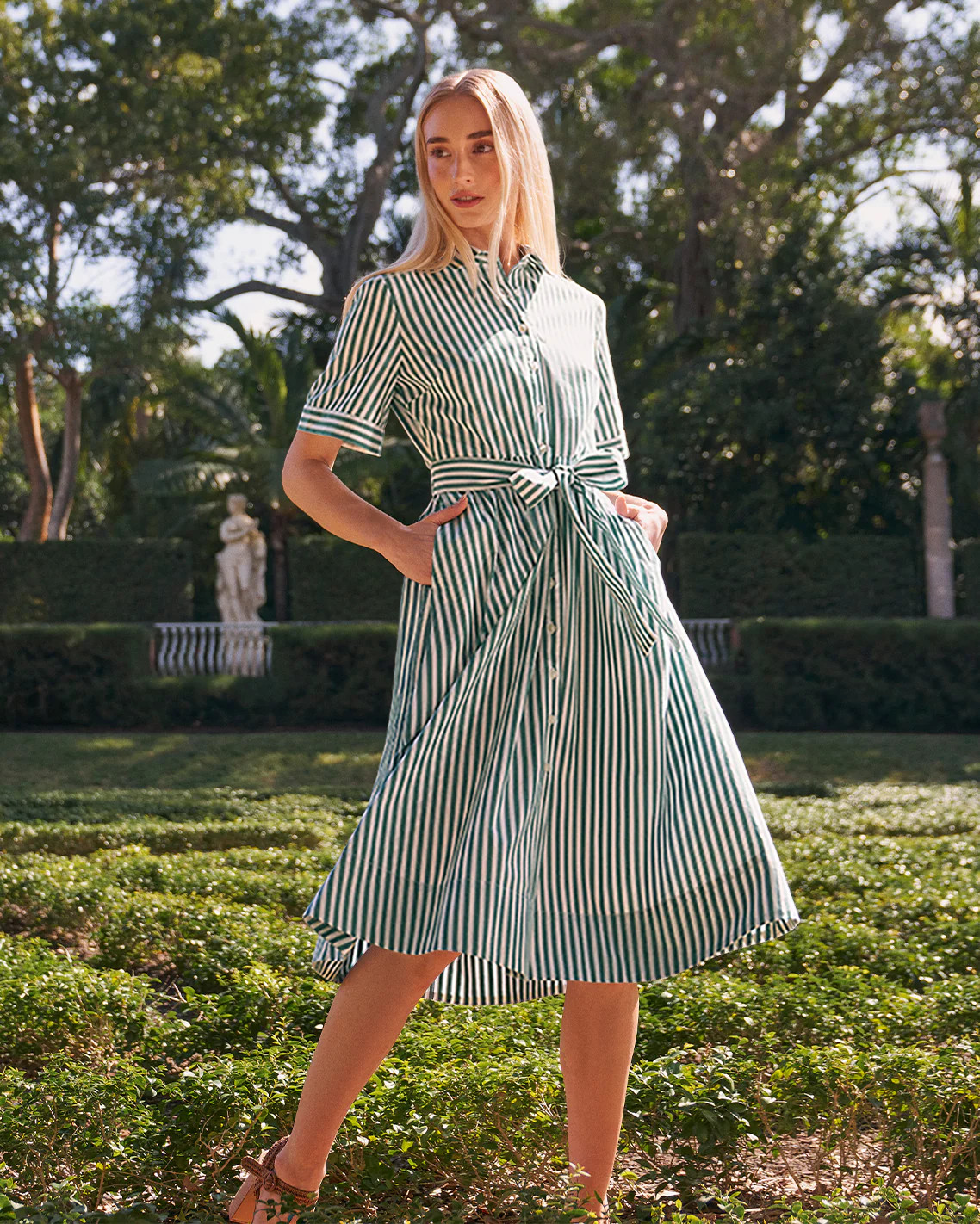 Jordan Green Stripe Midi Dress | Draper James (US)