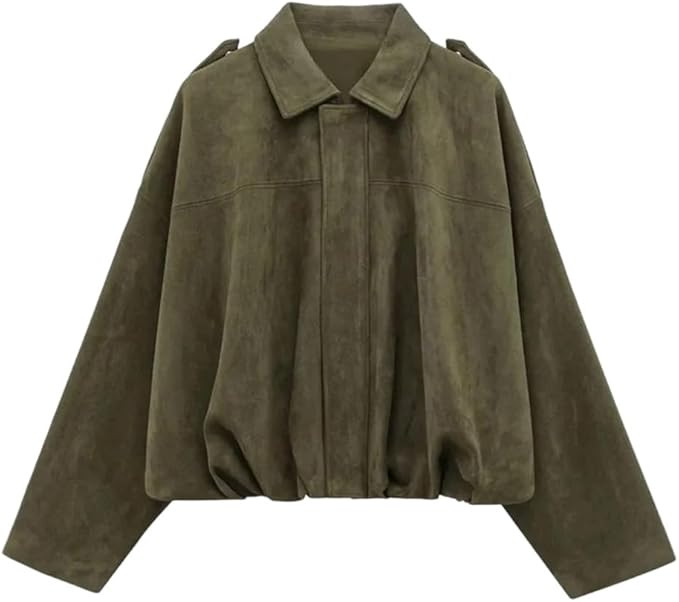 Jacke Damen, Kurze Blouson Jacke Casual Pilotenjacke Kurze Lederjacke im Casual Look Wildlederjac... | Amazon (DE)