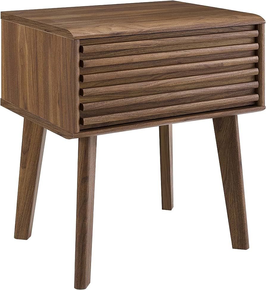 Modway Render Mid-Century Modern End Table or Nightstand in Walnut | Amazon (US)