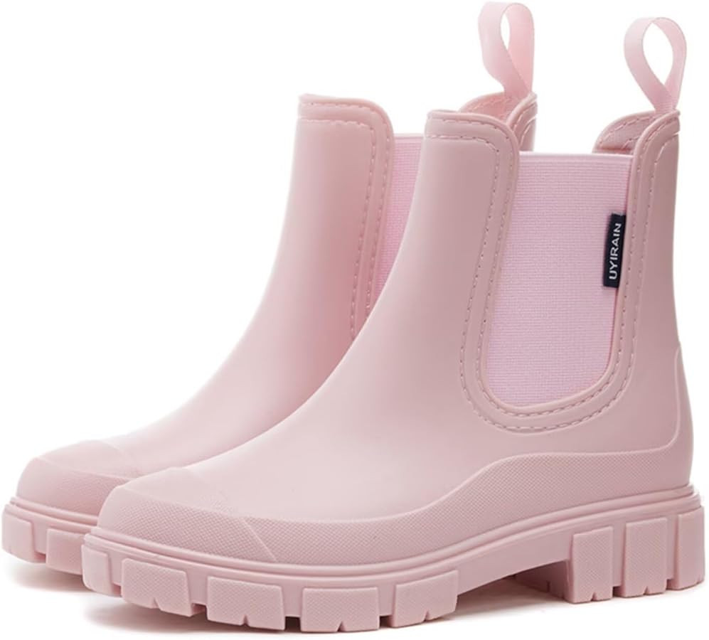 Short Rain Boots Women Waterproof Ankle Rainboots Fashion Chelsea Boots Non-Slip Garden Shoes for Outdoor Work Booties | Amazon (US)