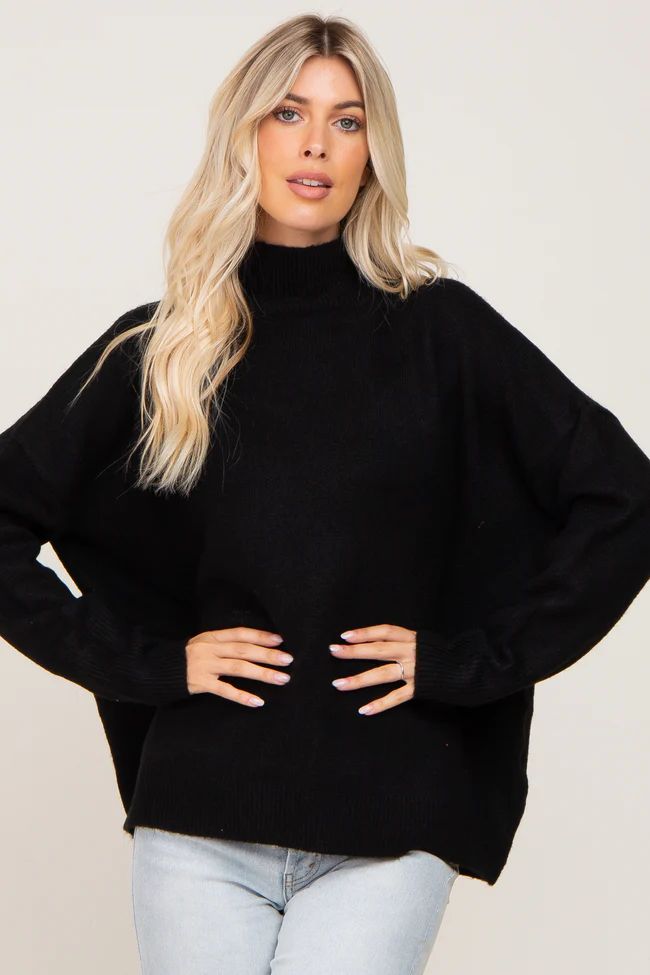 Black Mock Neck Sweater | PinkBlush Maternity