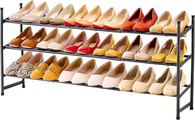 Tajsoon Expandable Shoe Rack Organizer, 3 Tier Adjustable Metal Iron Shoe Shelf, Shoe Storage Org... | Amazon (US)