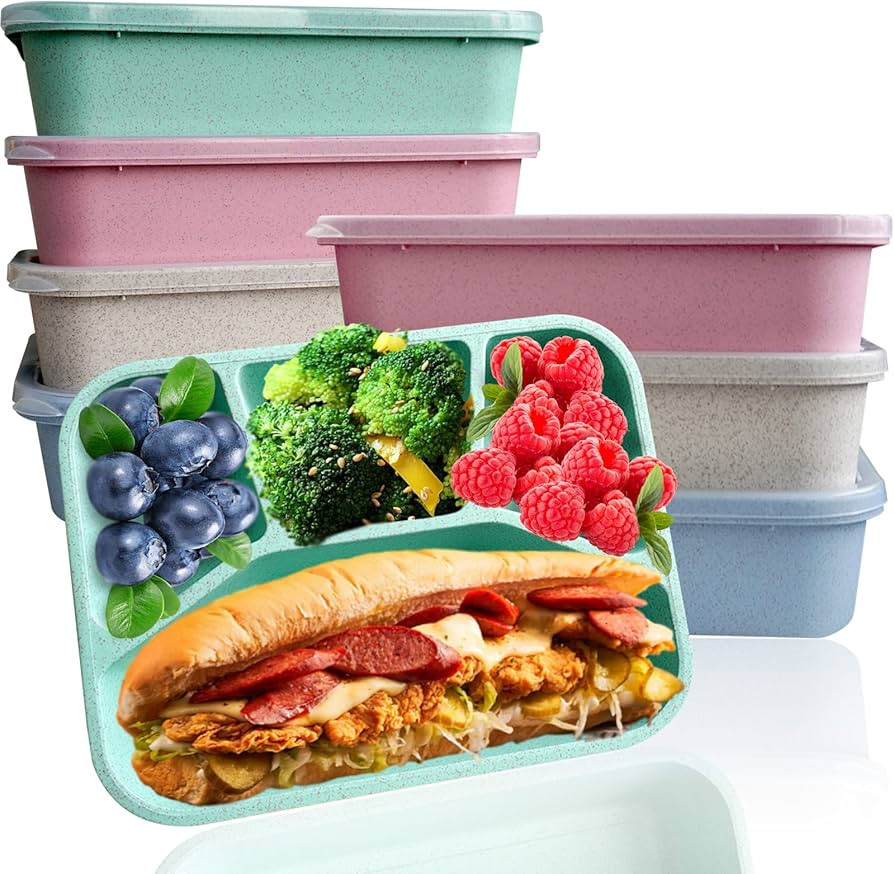 8 Pack Bento Box, Lunch Containers Wheat Straw Meal Prep Containers Reusable, Microwave and Dishw... | Amazon (US)