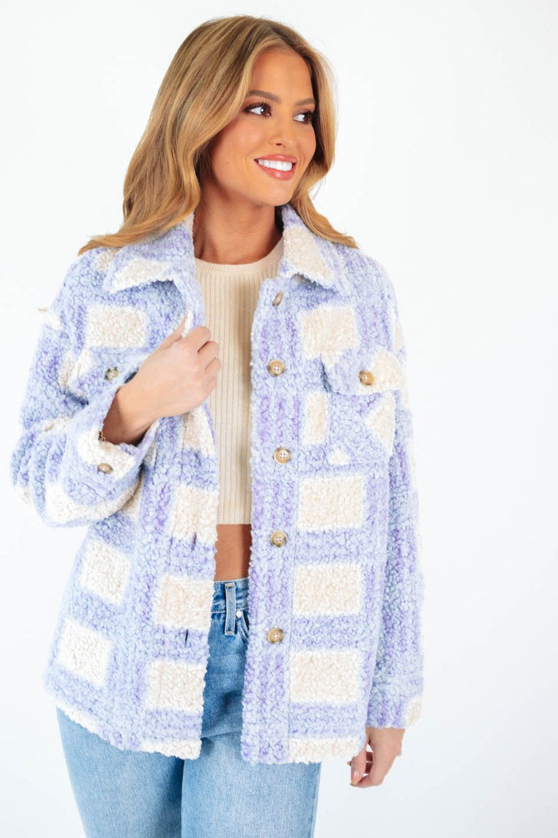 Fuzzy Memories Shacket - Blue | The Impeccable Pig