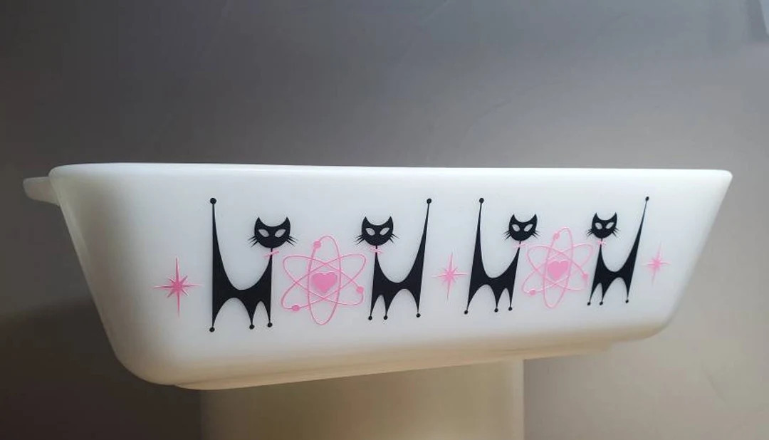 Atomic Heart Cat Valentines Day for Vintage Dishes Decal - Decal Only - Bowl Not Included MCM Mid... | Etsy (US)