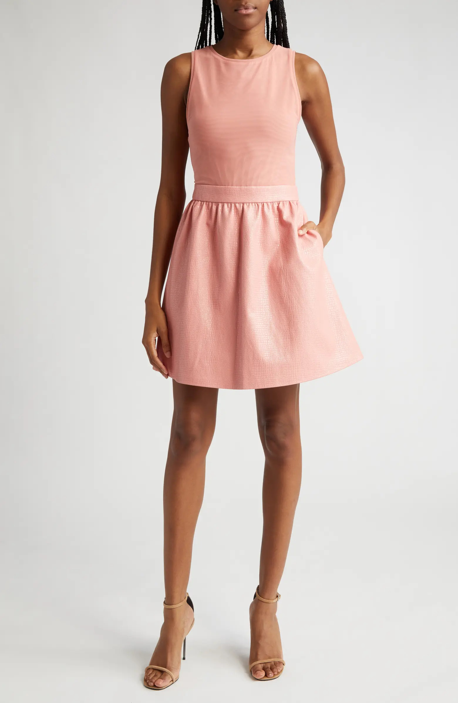 Chara Mixed Media Sleeveless Dress | Nordstrom