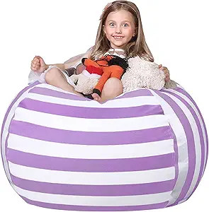 Wekapo Stuffed Animal Storage Bean Bag Chair Cover for Kids | Stuffable Zipper Beanbag for Organi... | Amazon (US)