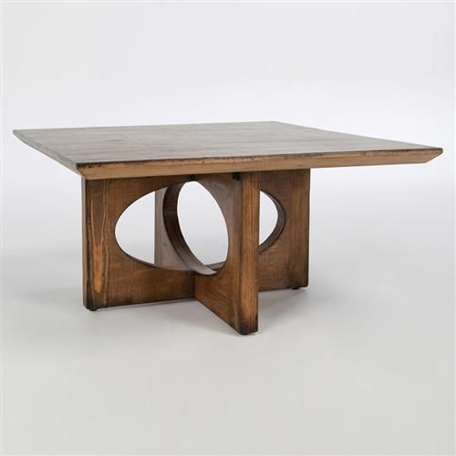 Harton Rustic Lodge Brown Pine Wood Square Coffee Table | Kathy Kuo Home