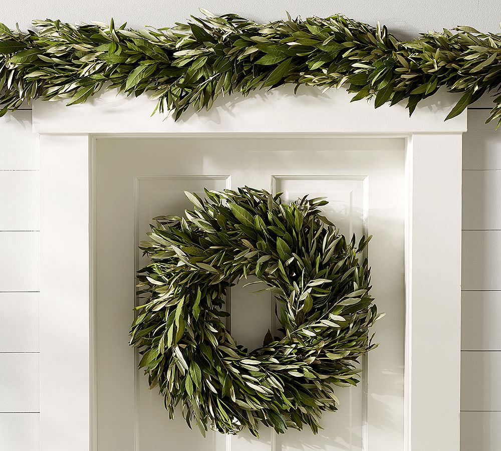 Fresh Olive Leaf & Myrtle Garland | Pottery Barn (US)