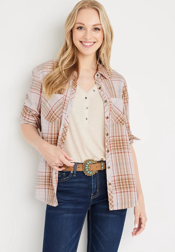 Cabin Plaid Button Down Shirt | Maurices
