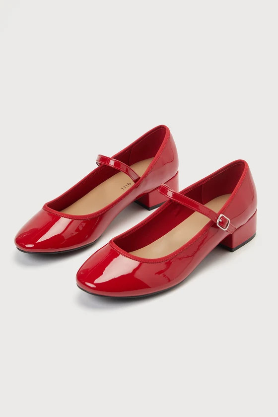 Tutu Red Patent Low Heel Mary Janes | Lulus