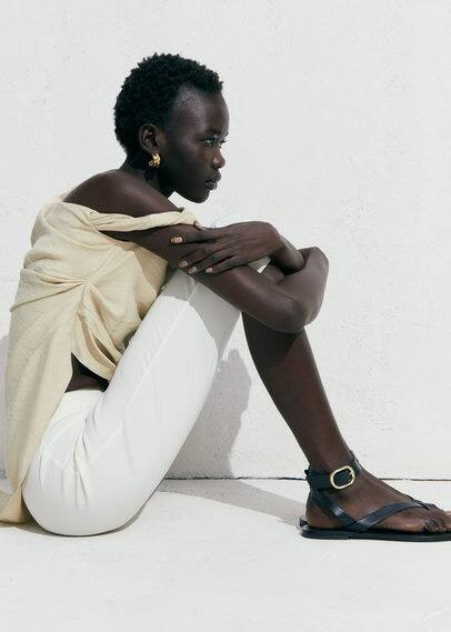 Leather straps sandals -  Women | Mango USA | MANGO (US)