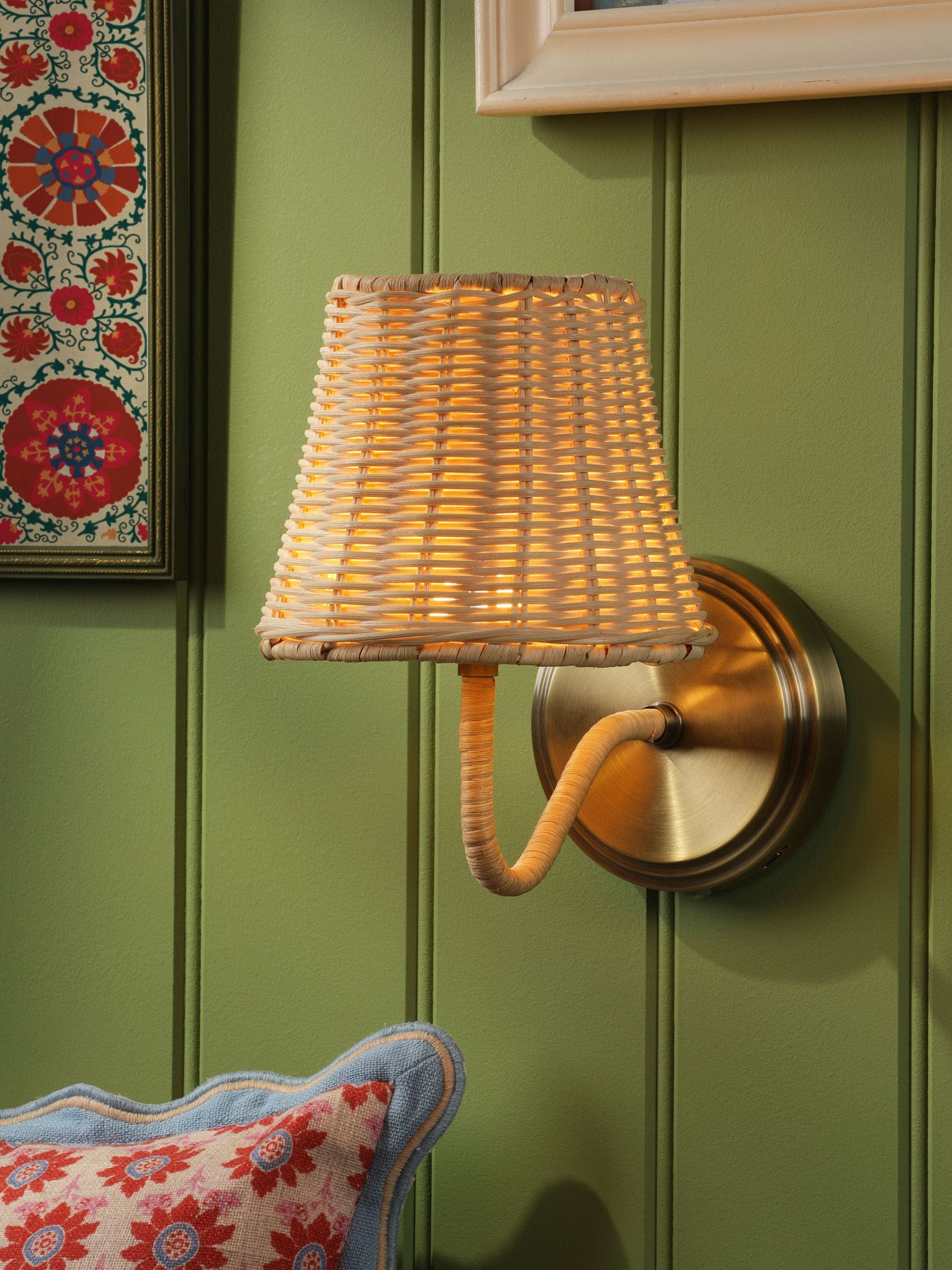 Joules Natural Elcot Rechargeable LED Rattan Wall Light | Joules