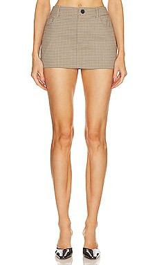 Helsa Plaid Trouser Mini Skirt in Cafe Plaid from Revolve.com | Revolve Clothing (Global)