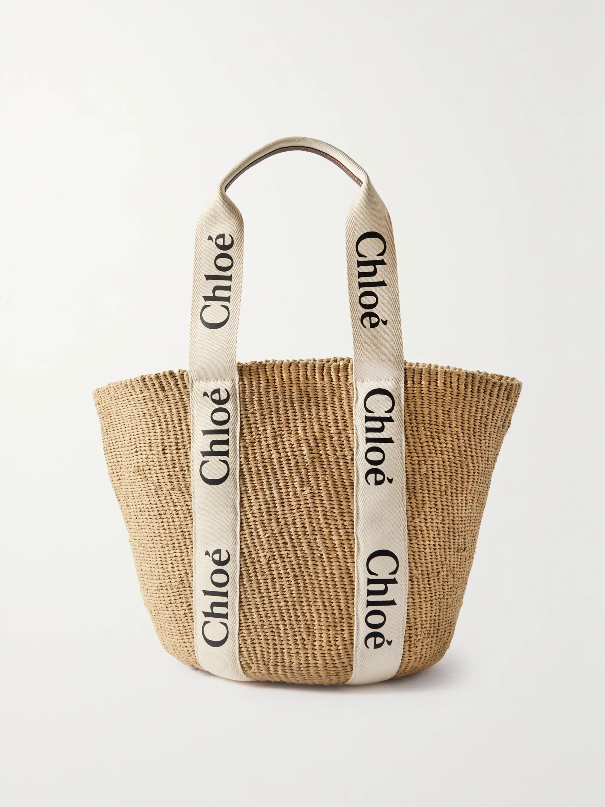 Woody large leather-trimmed raffia tote | NET-A-PORTER (US)