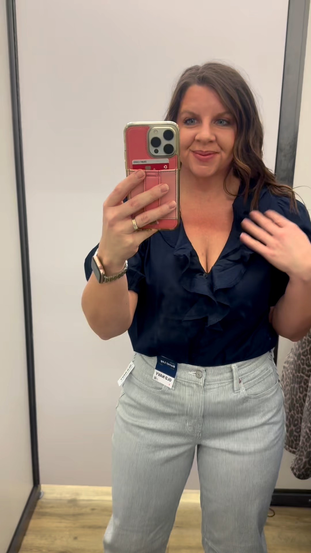 Old navy has so many great new Spring arrivals 

Old navy, spring fashion, blouse, ruffles, barrel jeans, wide leg jeans, pinstripe 

#LTKootd