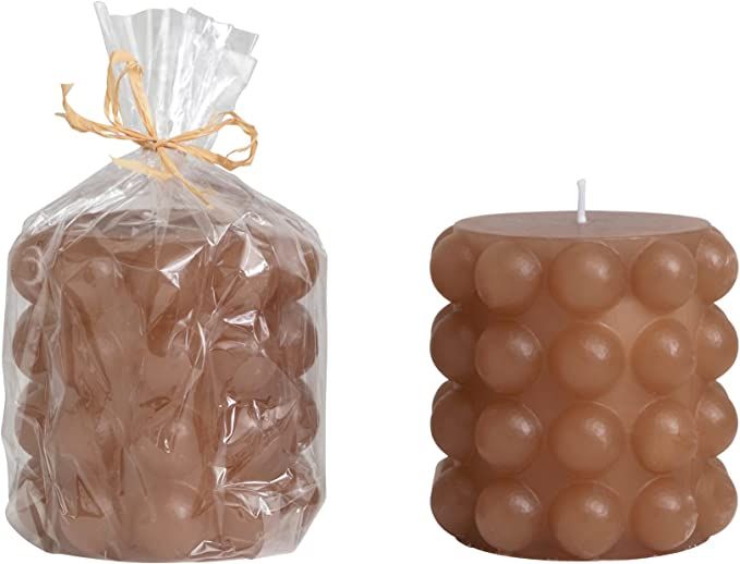 Amazon.com: Creative Co-Op Unscented Hobnail Pillar, Cappuccino Candles, 4" L x 4" W x 4" H, Brow... | Amazon (US)