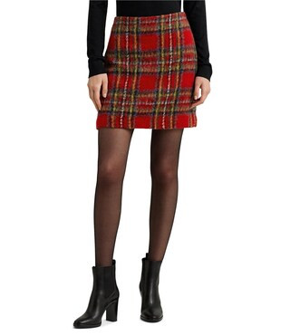 Plaid Mohair Pencil Miniskirt | Dillard's