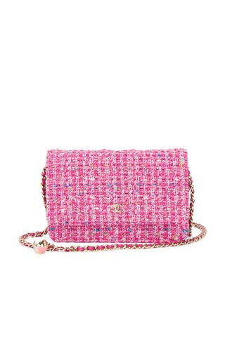Chanel Tweed Wallet On Chain in Pink | FWRD 