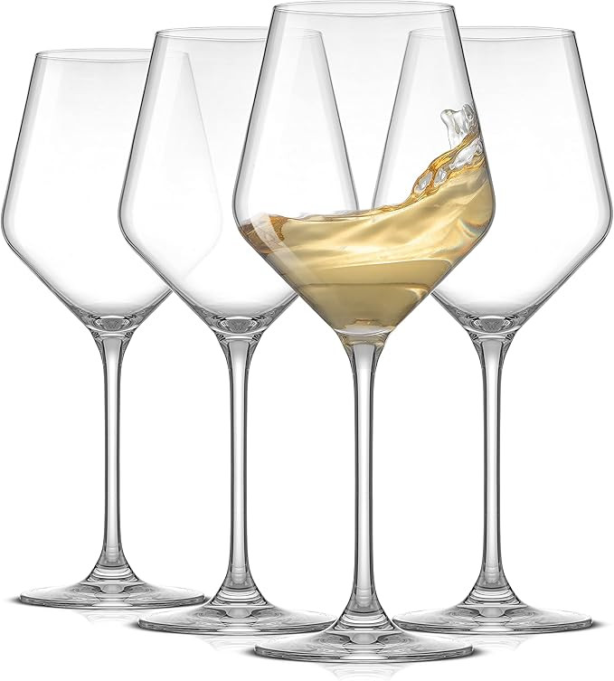 JoyJolt Layla White Wine Glasses, Set of 4 Italian Glasses, 13.5 oz Clear – Made in Europe | Amazon (US)