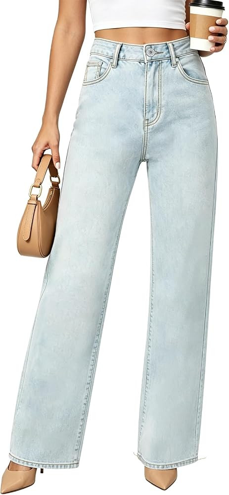 Jeans for Women Trendy High Waisted Wide Leg Loose Stretchy Baggy Jeans Casual Comfortable Denim ... | Amazon (US)