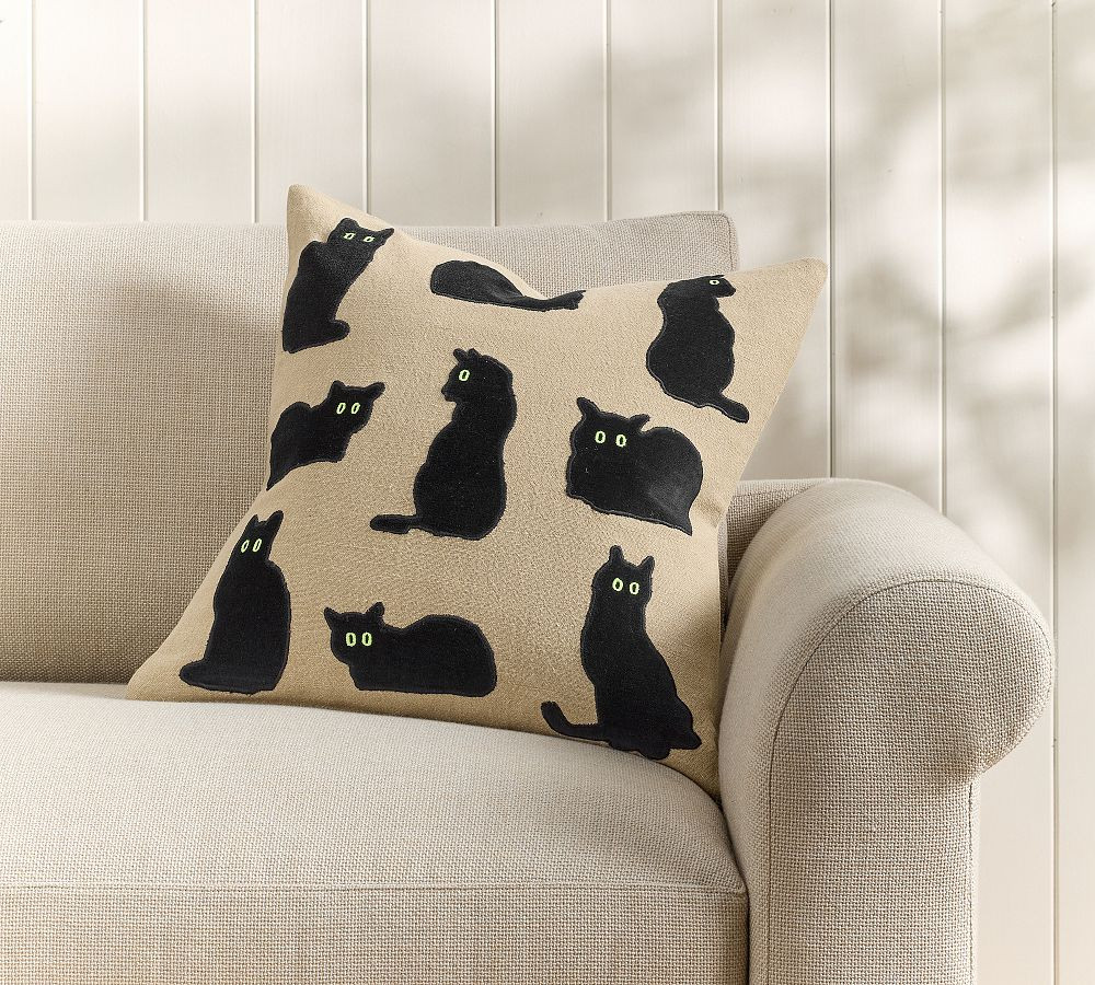 Spooky Cat Applique Pillow Cover | Pottery Barn (US)