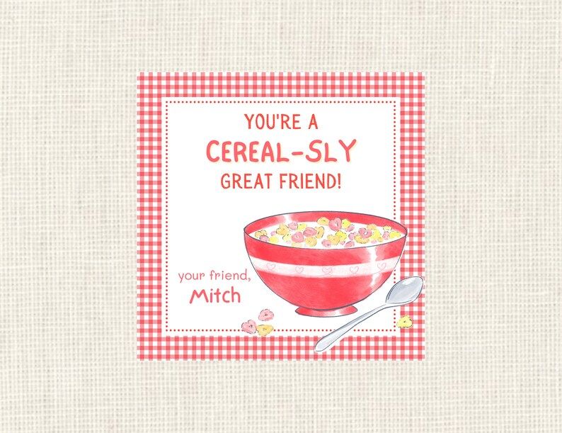 Valentine Class Tags or Stickers Cereal, Watercolor, Printed / Set of 25 | Etsy (US)