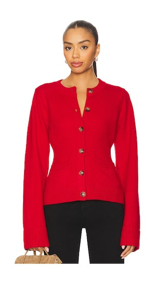 Button Front Knit Cardigan in Chili001 | Revolve Clothing (Global)