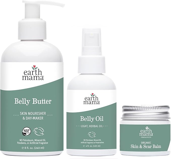 Earth Mama Belly Butter, Belly Oil, Skin & Scar Balm Kit for Dry, Stretching Skin | Moisturize + ... | Amazon (US)
