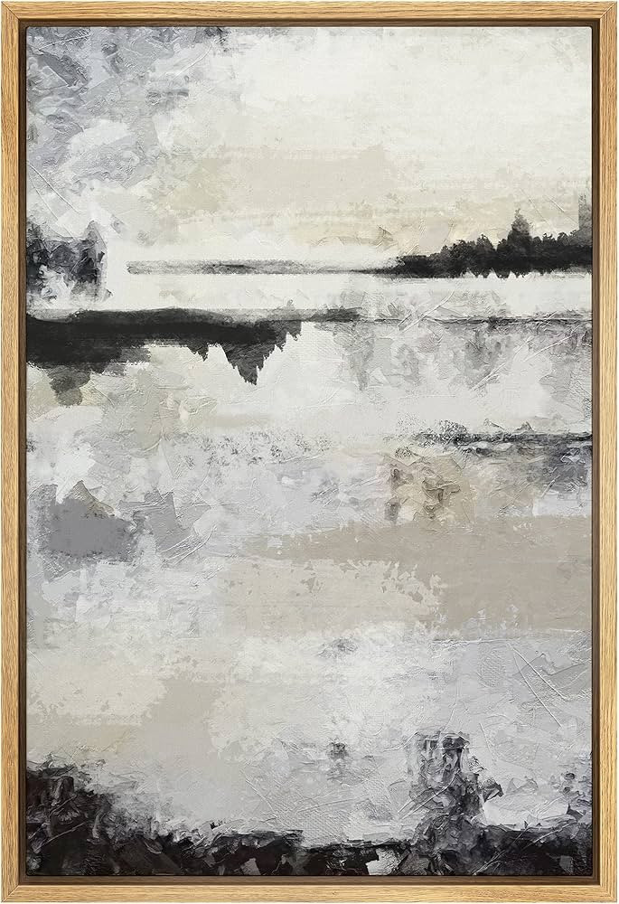 SIGNWIN Framed Canvas Print Wall Art Grunge Gray Black Paint Stroke Landscape Abstract Shapes Ill... | Amazon (US)