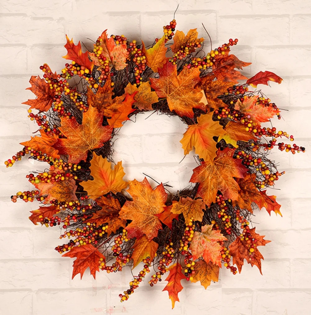 Yirtree Fall Wreath, Artificial Fall Wreaths for Front Door Outside, Autumn Wreath Harvest Fall D... | Walmart (US)
