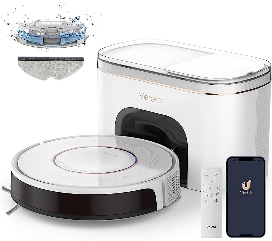 Verefa Robot Vacuum Self Emptying and Mop Combo, 150mins Runtime, 53dB Quiet Cleaning, 3200Pa Suc... | Amazon (US)