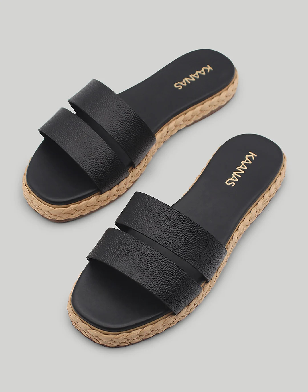 KAANAS Dantita Leather & Raffia Flatform Slide | Madewell