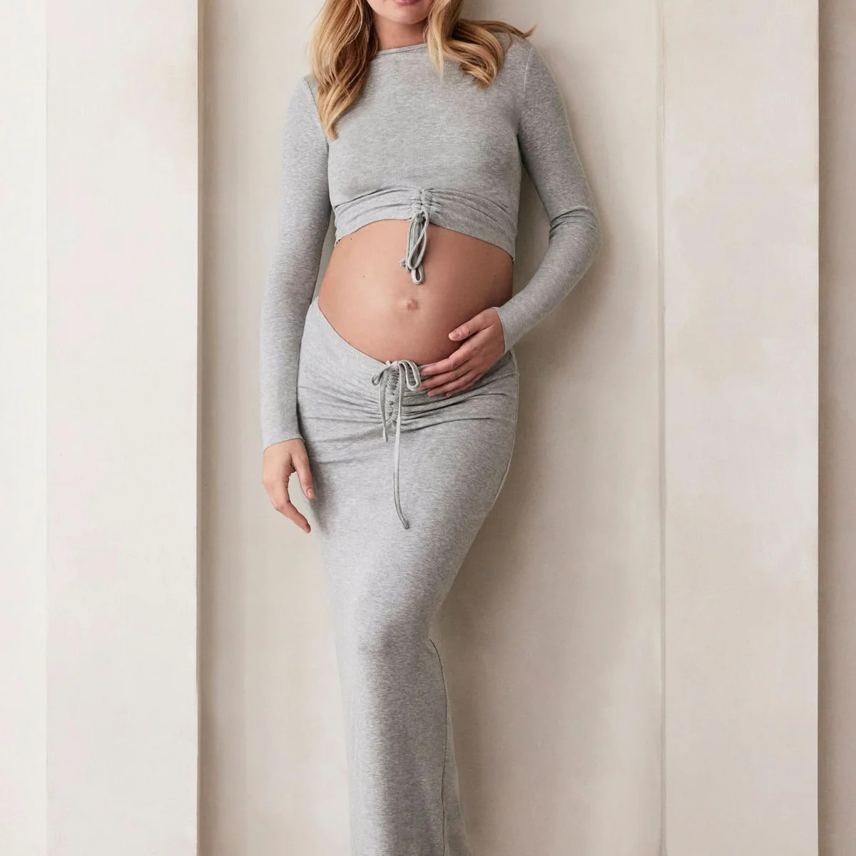 Shop The Boat Neck Midi Soft Rib Maternity Dress | BUMPSUIT Maternity | BUMPSUIT