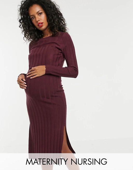 ASOS DESIGN Maternity – Still-Kleid aus feinem Rippstrick | ASOS (Global)