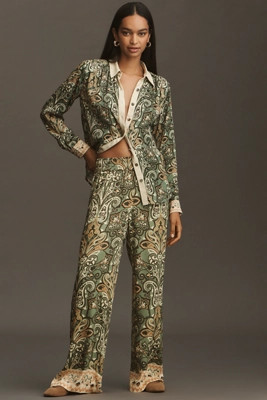 Conditions Apply Imara Satin Wide-Leg Pants | Anthropologie (US)