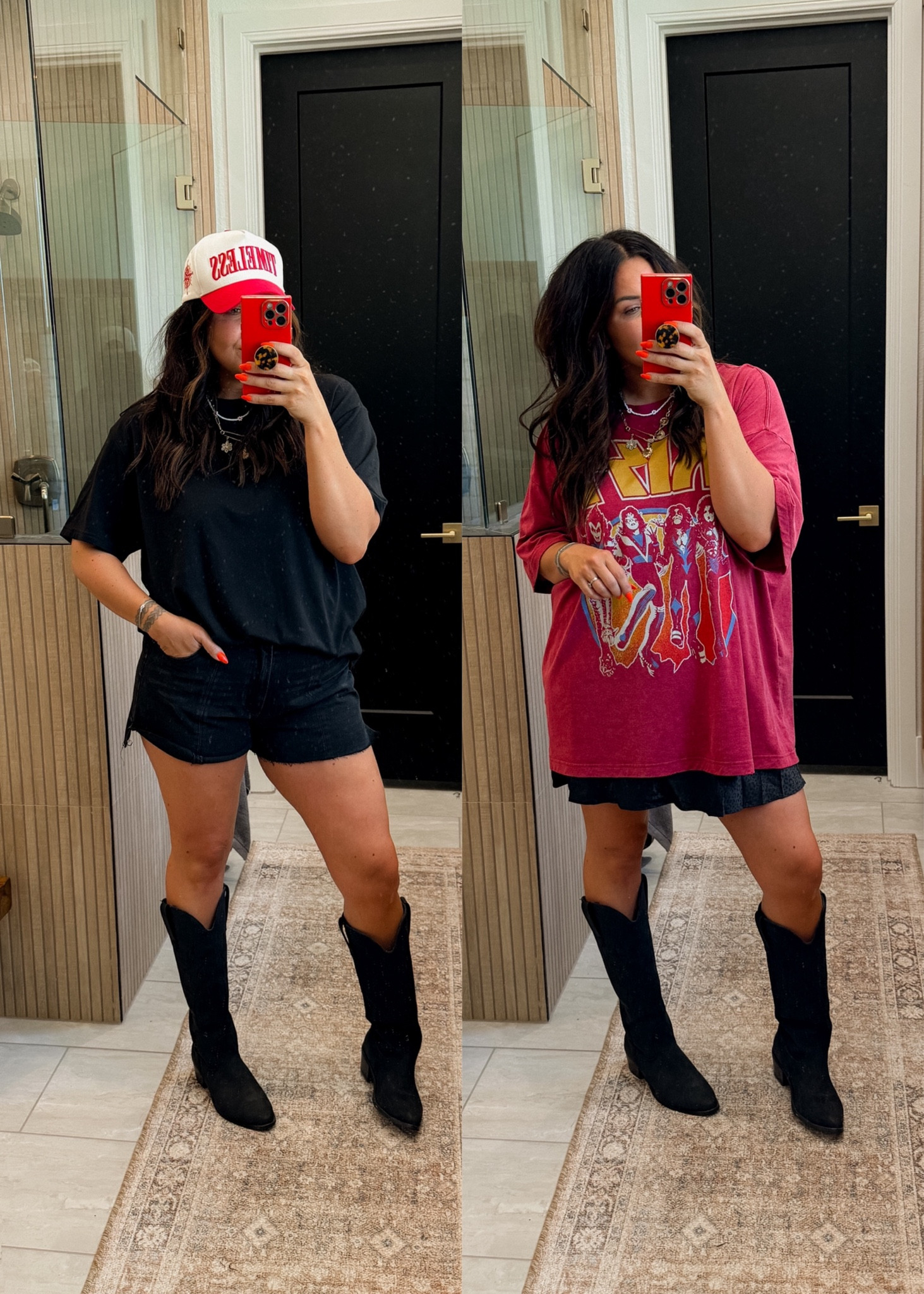 2 summer concert looks from Walmart!
Black tee: XXL
Black Shorts: 17 (sized up 2)
Graphic tee: XXL
Silk dress/nighty: XXL
Boots: TTS

#walmartpartner @walmartfashion #wamartfashion
#LTKStyleTip #LTKMidsize #LTKFindsUnder50