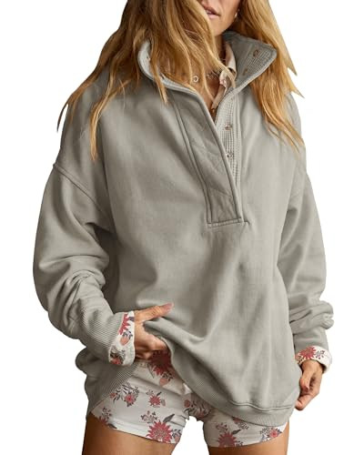 Gacaky Sweatshirt for Women Oversized Henley Neck Pullover Top Fall Outfits | Amazon (US)