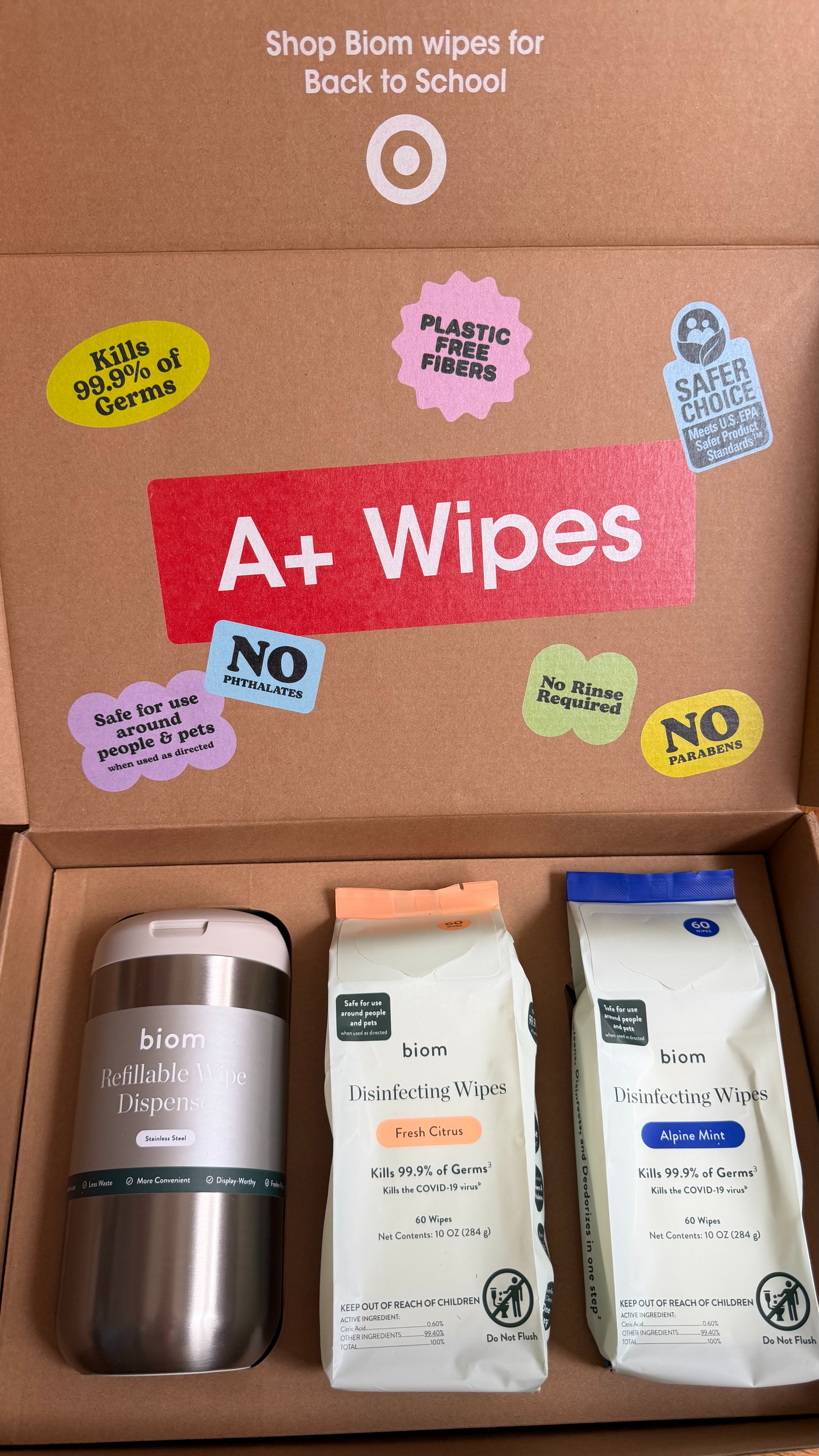 If you're getting ready for back-to-school, these are worth trying! The Biom disinfecting wipes are great for wiping down desks, lunch tables, shopping carts, and everyday messes, while the reusable Biom dispenser makes them easy to grab and keeps them fresh. Practical and so much prettier than a plastic package of wipes.

#LTKmomlife #LTKHome