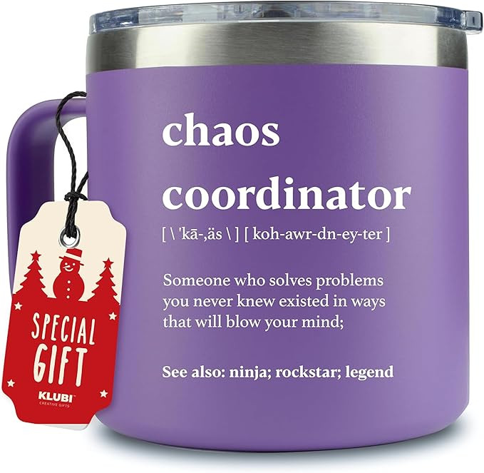 KLUBI Chaos Coordinator Christmas Gifts for Women - 14oz Chaos Coordinator Tumbler Purple Mug - N... | Amazon (US)