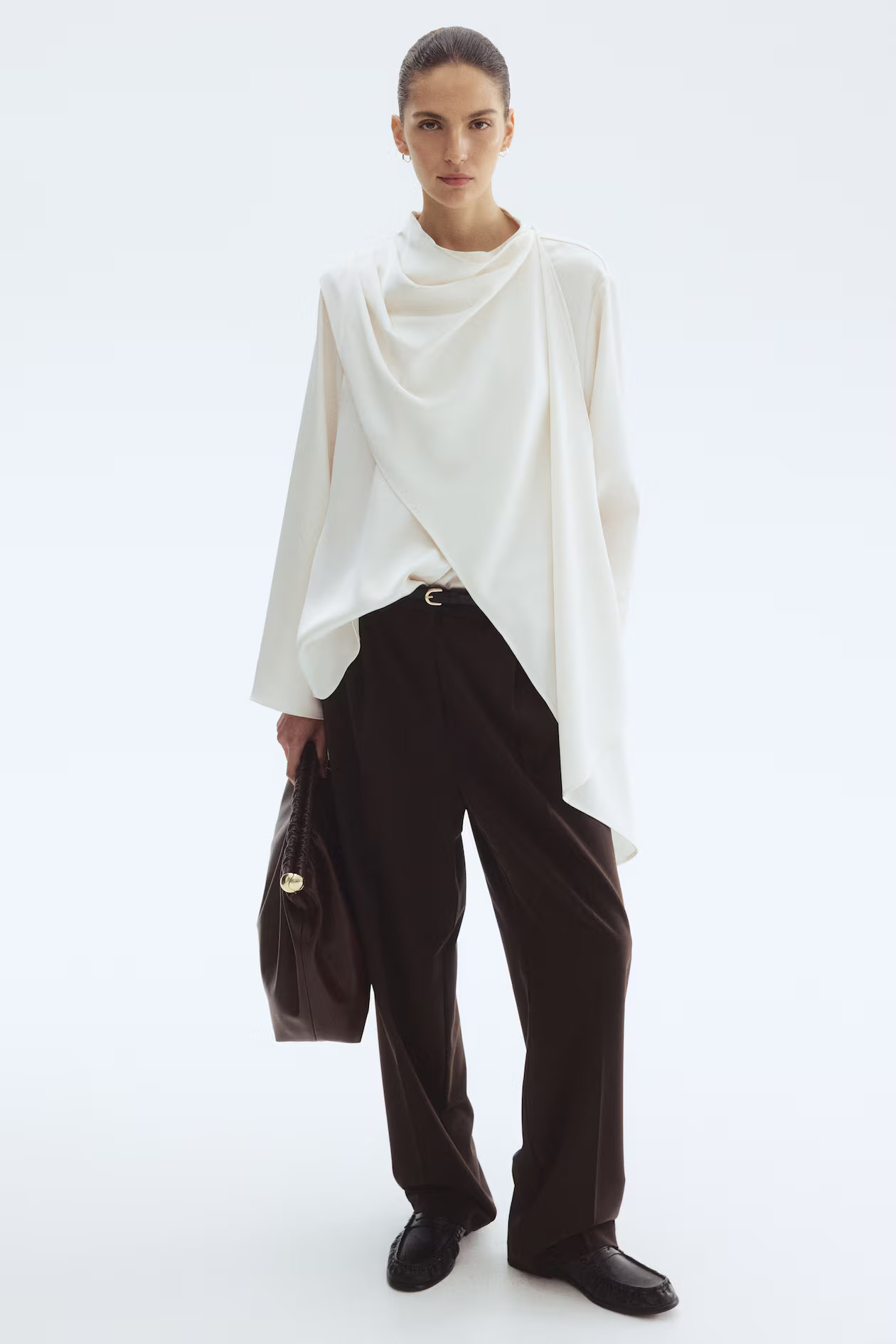 Shawl-detail satin blouse | H&M (UK, MY, IN, SG, PH, TW, HK)