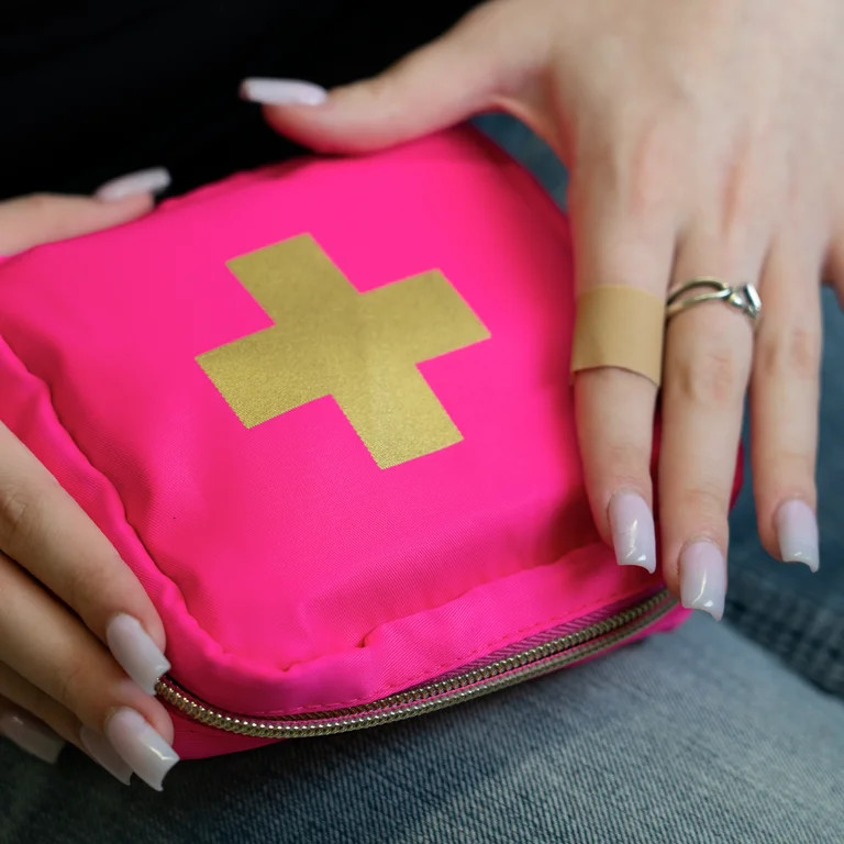 BLINGSTING Car First Aid Kit - 90 Pieces Included, Pink, 1 Count, 5 in x 5 in 2 in | Walmart (US)