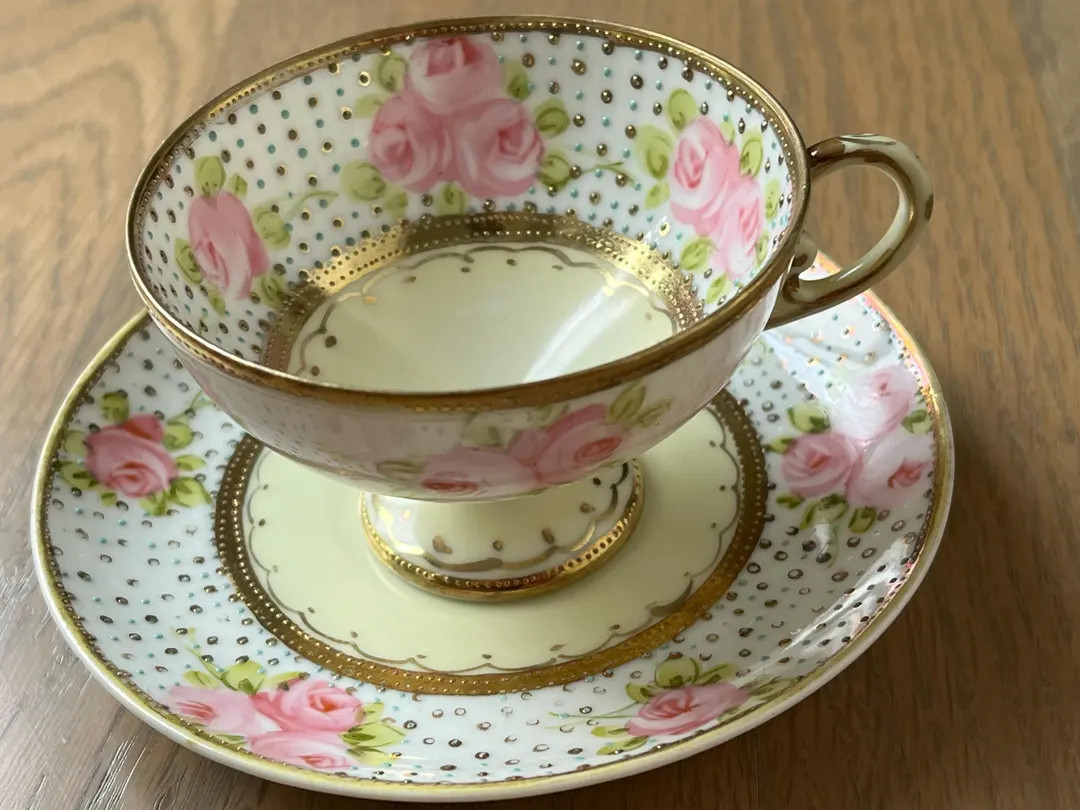 Antique Nippon Hand Pained Floral Teacup - Etsy | Etsy (US)