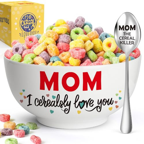 YEUYUQIU Gifts for Mom from Daughter Son - Mom Gifts for Birthday Christmas, Ideal Mother's Day Thanksgiving Christmas Gifts for Mom Mother - Mom Cereal Bowl and cereal killer spoon Set Present | Amazon (US)